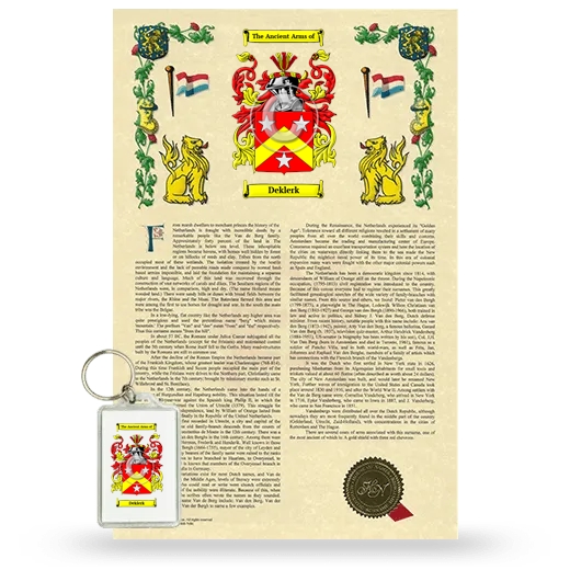 Deklerk Armorial History and Keychain Package