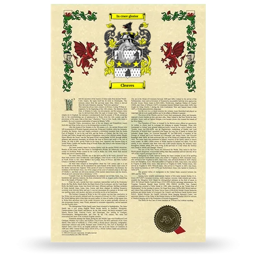 Cleaves Armorial History with Coat of Arms