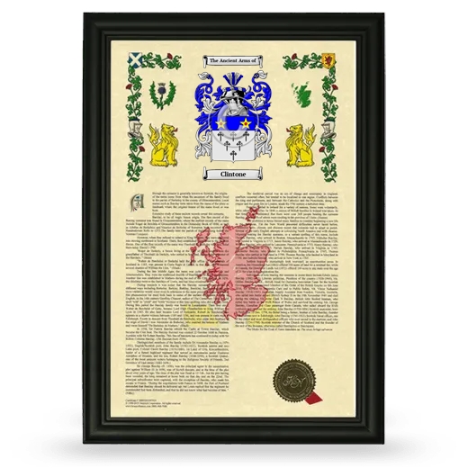 Clintone Armorial History Framed - Black