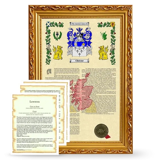 Clintone Framed Armorial History and Symbolism - Gold