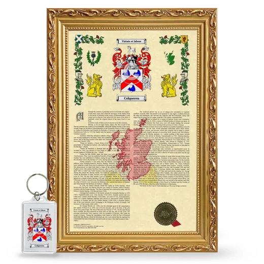 Colqueren Framed Armorial History and Keychain - Gold