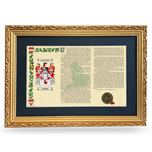 Cockaint Deluxe Armorial Landscape Framed - Gold