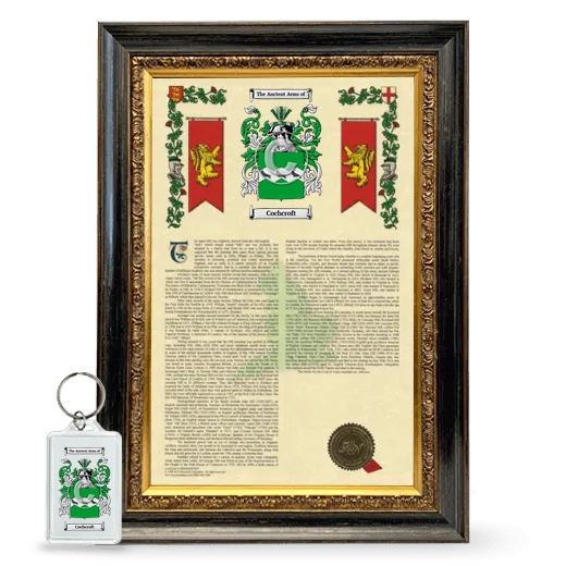Cochcroft Framed Armorial History and Keychain - Heirloom