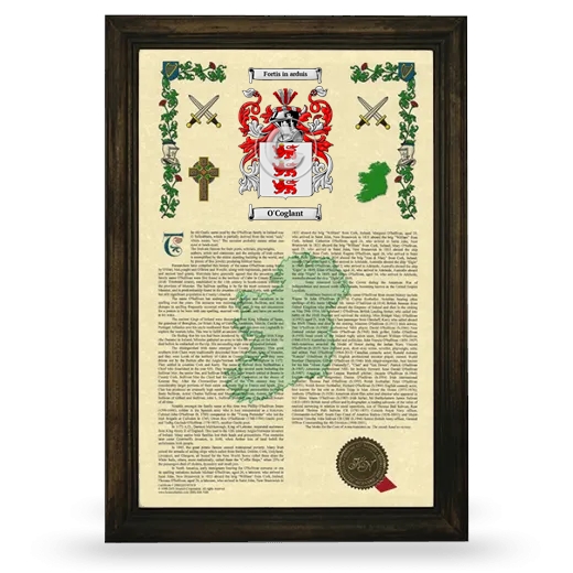 O'Coglant Armorial History Framed - Brown