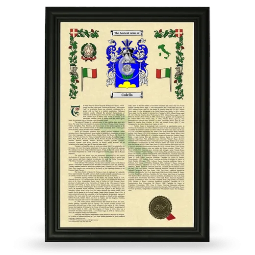 Culella Armorial History Framed - Black