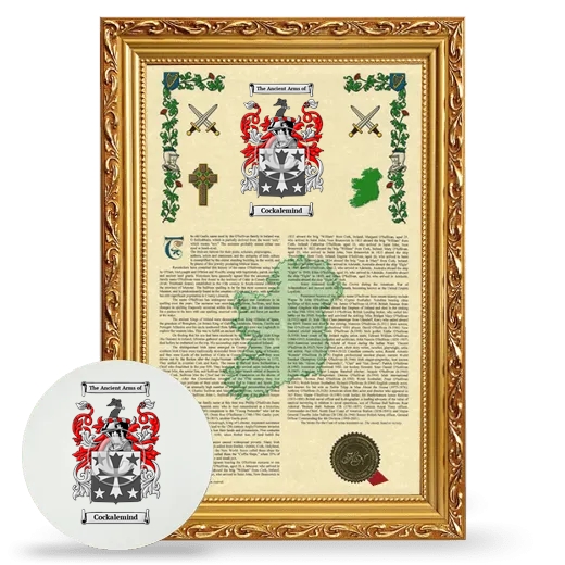 Cockalemind Framed Armorial History and Mouse Pad - Gold