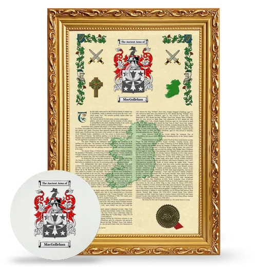 MacGollehan Framed Armorial History and Mouse Pad - Gold