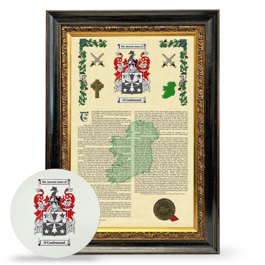 O'Coalemynd Framed Armorial History and Mouse Pad - Heirloom