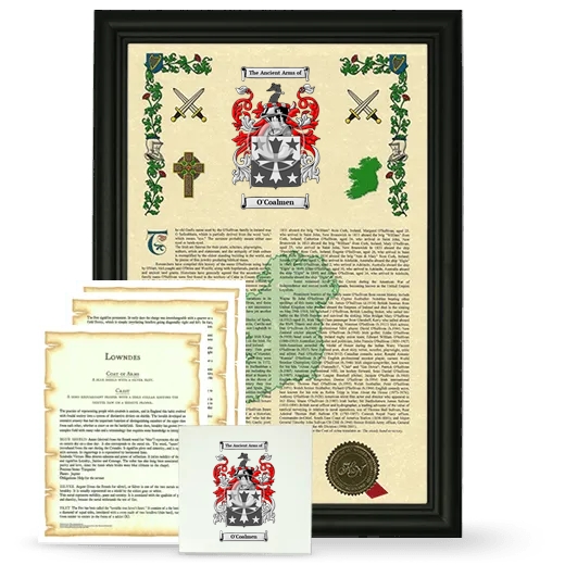 O'Coalmen Framed Armorial, Symbolism and Large Tile - Black