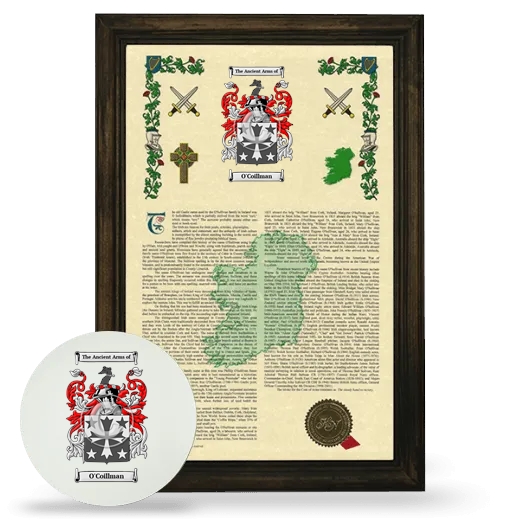 O'Coillman Framed Armorial History and Mouse Pad - Brown
