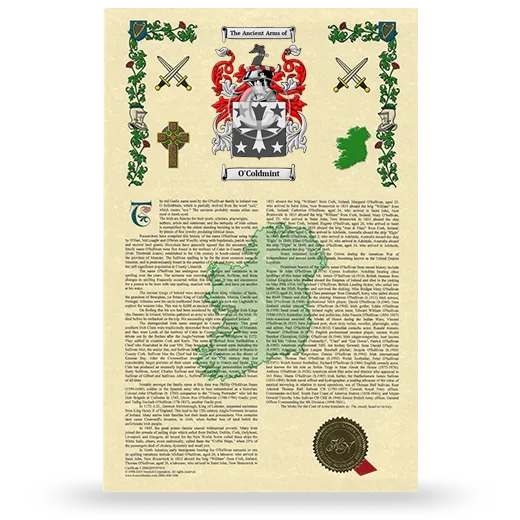 O'Coldmint Armorial History with Coat of Arms