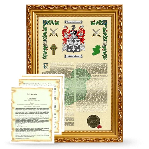 O'Coylehan Framed Armorial History and Symbolism - Gold