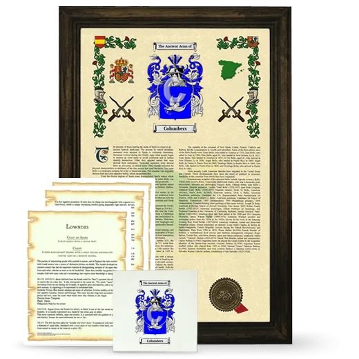 Columbers Framed Armorial, Symbolism and Large Tile - Brown