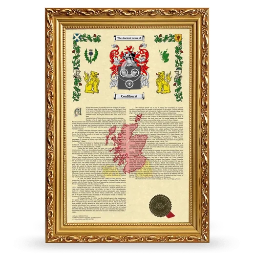 Coulthurst Armorial History Framed - Gold