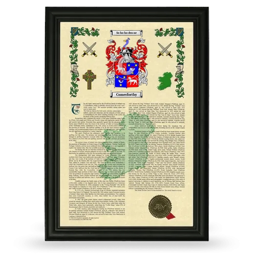 Cumerforthy Armorial History Framed - Black