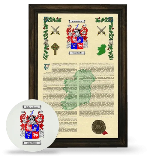 Cunerforde Framed Armorial History and Mouse Pad - Brown