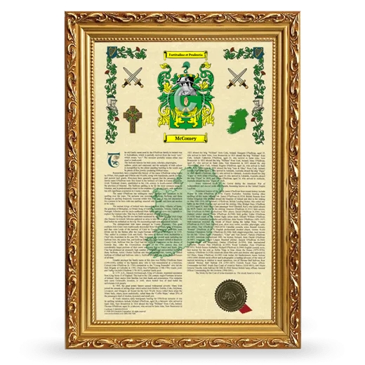 McComey Armorial History Framed - Gold
