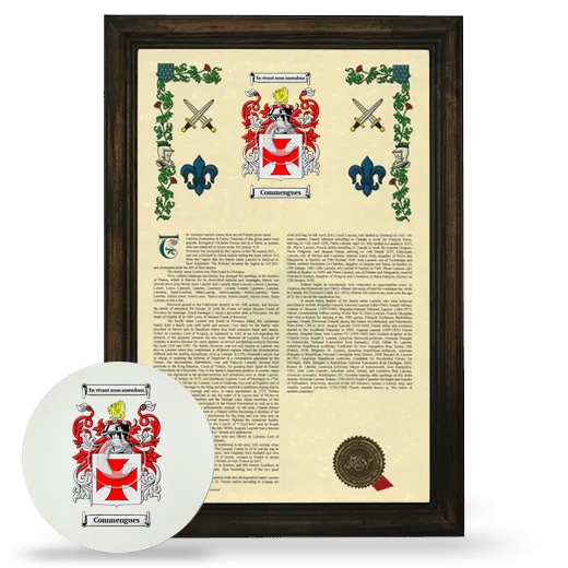 Commengues Framed Armorial History and Mouse Pad - Brown