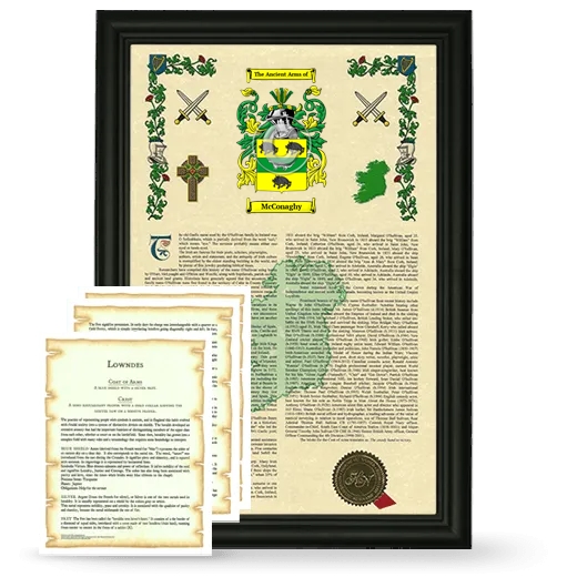 McConaghy Framed Armorial History and Symbolism - Black