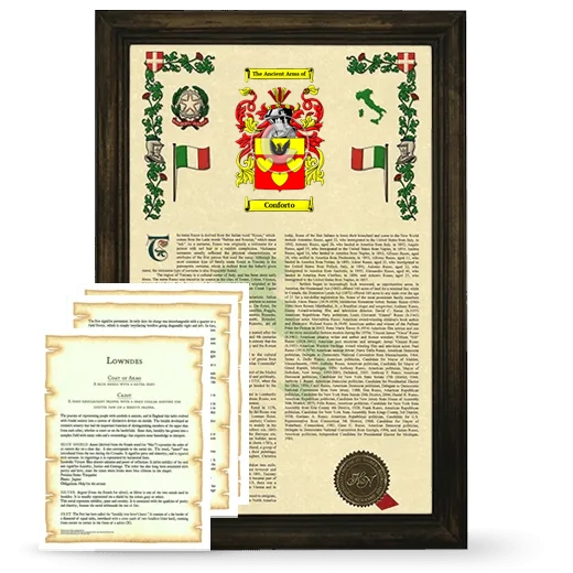 Conforto Framed Armorial History and Symbolism - Brown