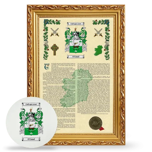 O'Conal Framed Armorial History and Mouse Pad - Gold