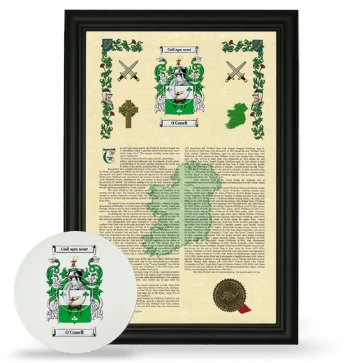 O'Conell Framed Armorial History and Mouse Pad - Black