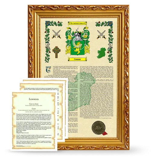 Connar Framed Armorial History and Symbolism - Gold