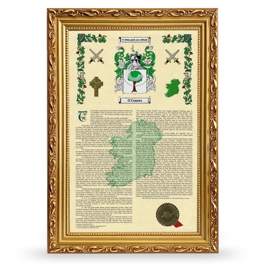 O'Conors Armorial History Framed - Gold