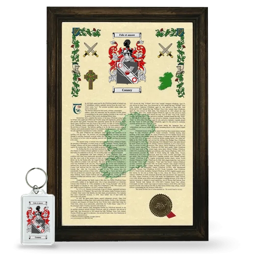 Conmy Framed Armorial History and Keychain - Brown