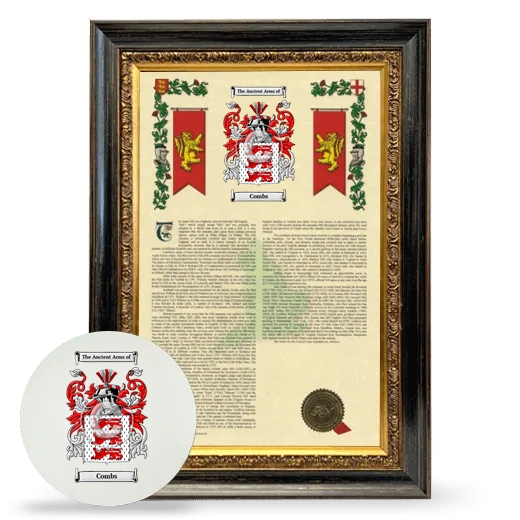 Combs Framed Armorial History and Mouse Pad - Heirloom