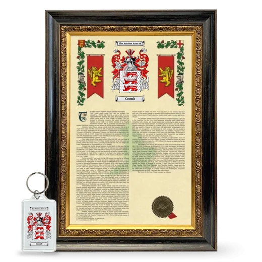 Coomb Framed Armorial History and Keychain - Heirloom