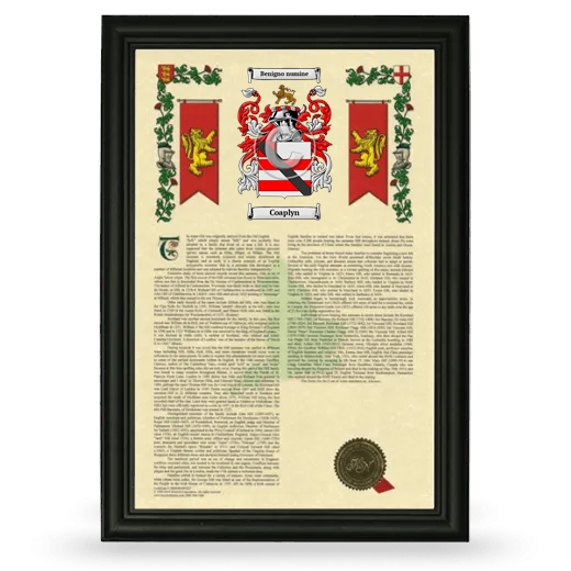 Coaplyn Armorial History Framed - Black