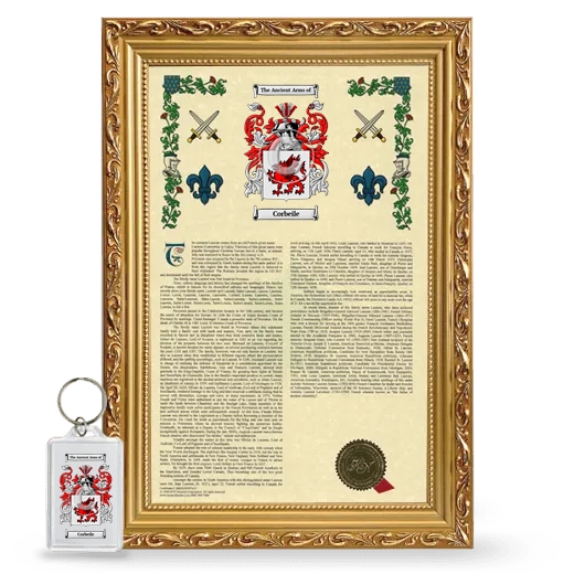 Corbeile Framed Armorial History and Keychain - Gold