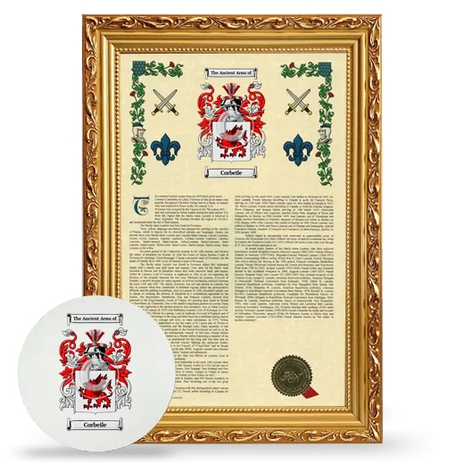Corbeile Framed Armorial History and Mouse Pad - Gold