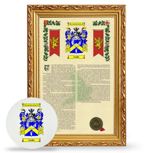 Cordin Framed Armorial History and Mouse Pad - Gold