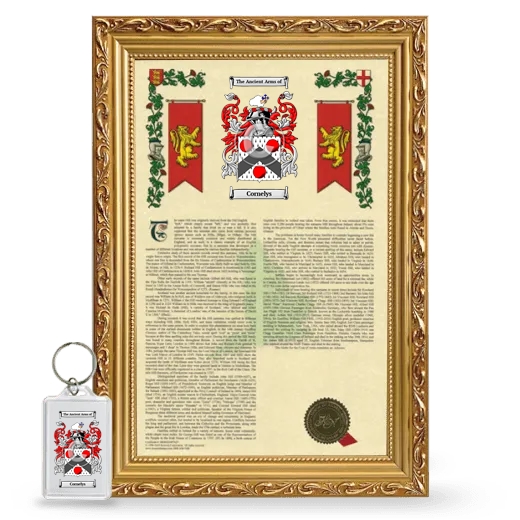 Cornelys Framed Armorial History and Keychain - Gold