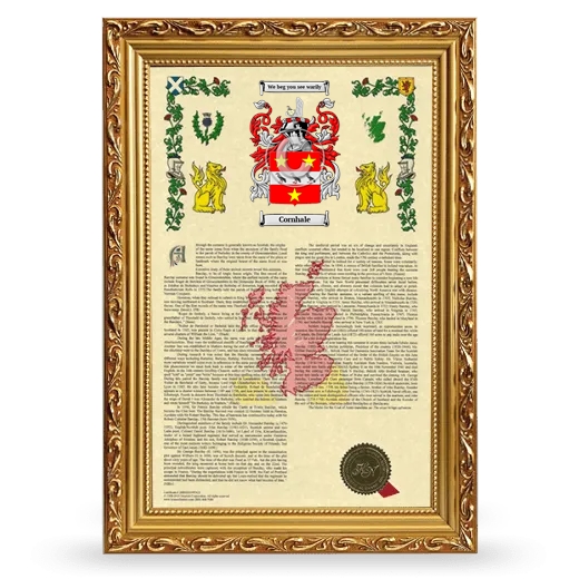 Cornhale Armorial History Framed - Gold