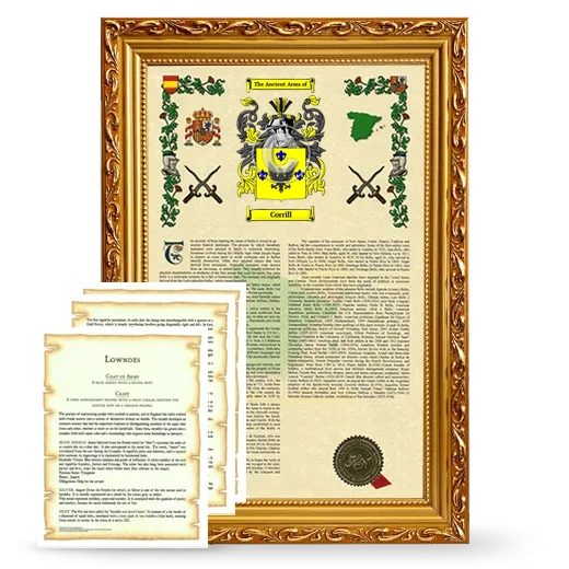 Corrill Framed Armorial History and Symbolism - Gold