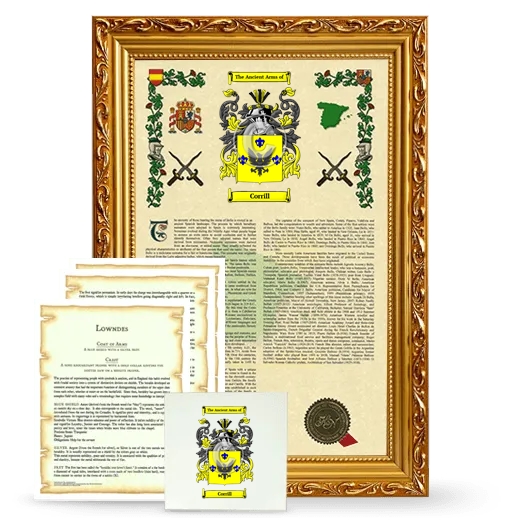 Corrill Framed Armorial, Symbolism and Large Tile - Gold