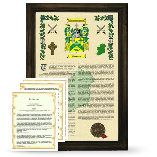 Cawegan Framed Armorial History and Symbolism - Brown