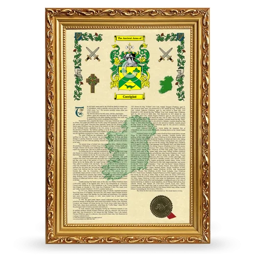 Corrigint Armorial History Framed - Gold