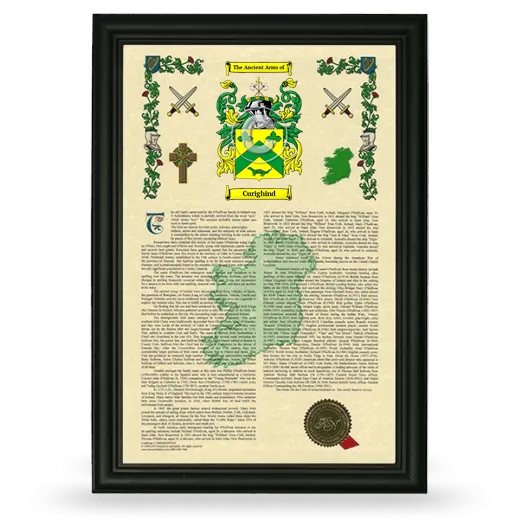 Curighind Armorial History Framed - Black