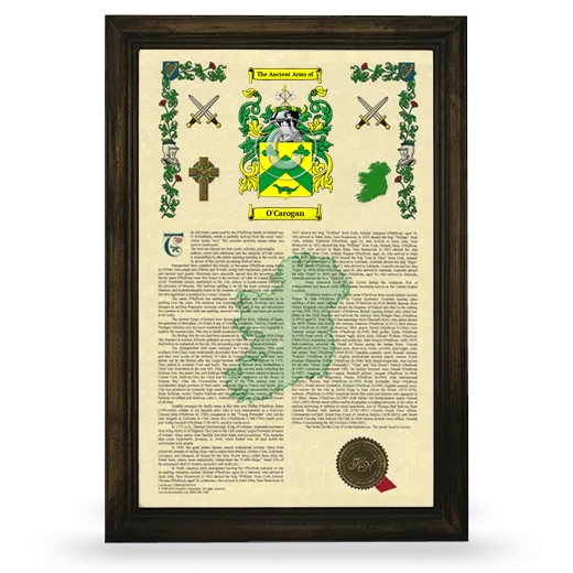 O'Carogan Armorial History Framed - Brown