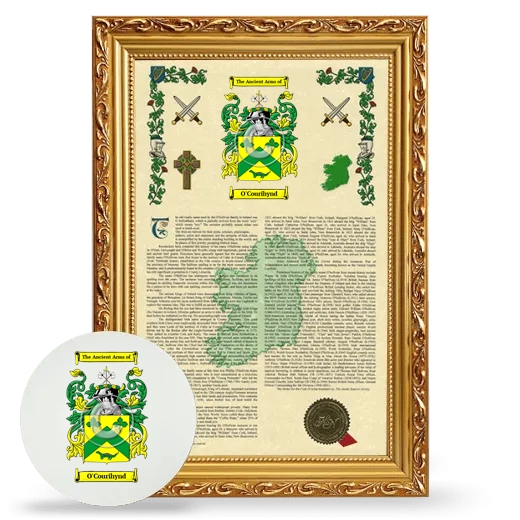 O'Courihynd Framed Armorial History and Mouse Pad - Gold