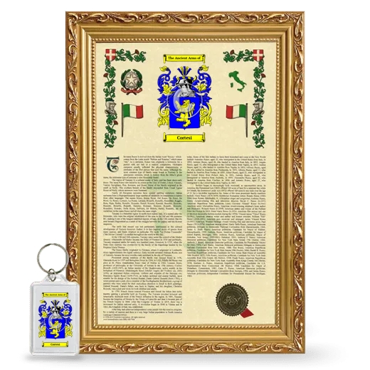 Cortesi Framed Armorial History and Keychain - Gold