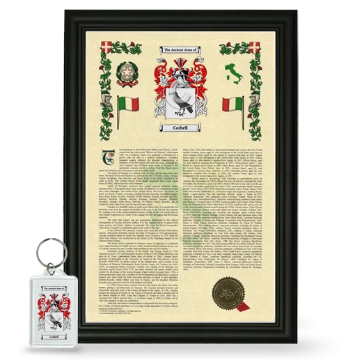 Corbell Framed Armorial History and Keychain - Black