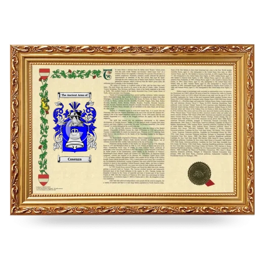 Cosenza Armorial Landscape Framed - Gold