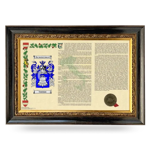 Cosenza Armorial Landscape Framed - Heirloom