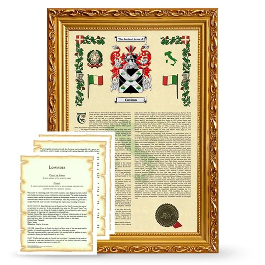 Cosimo Framed Armorial History and Symbolism - Gold