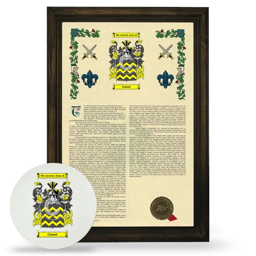 Cosset Framed Armorial History and Mouse Pad - Brown